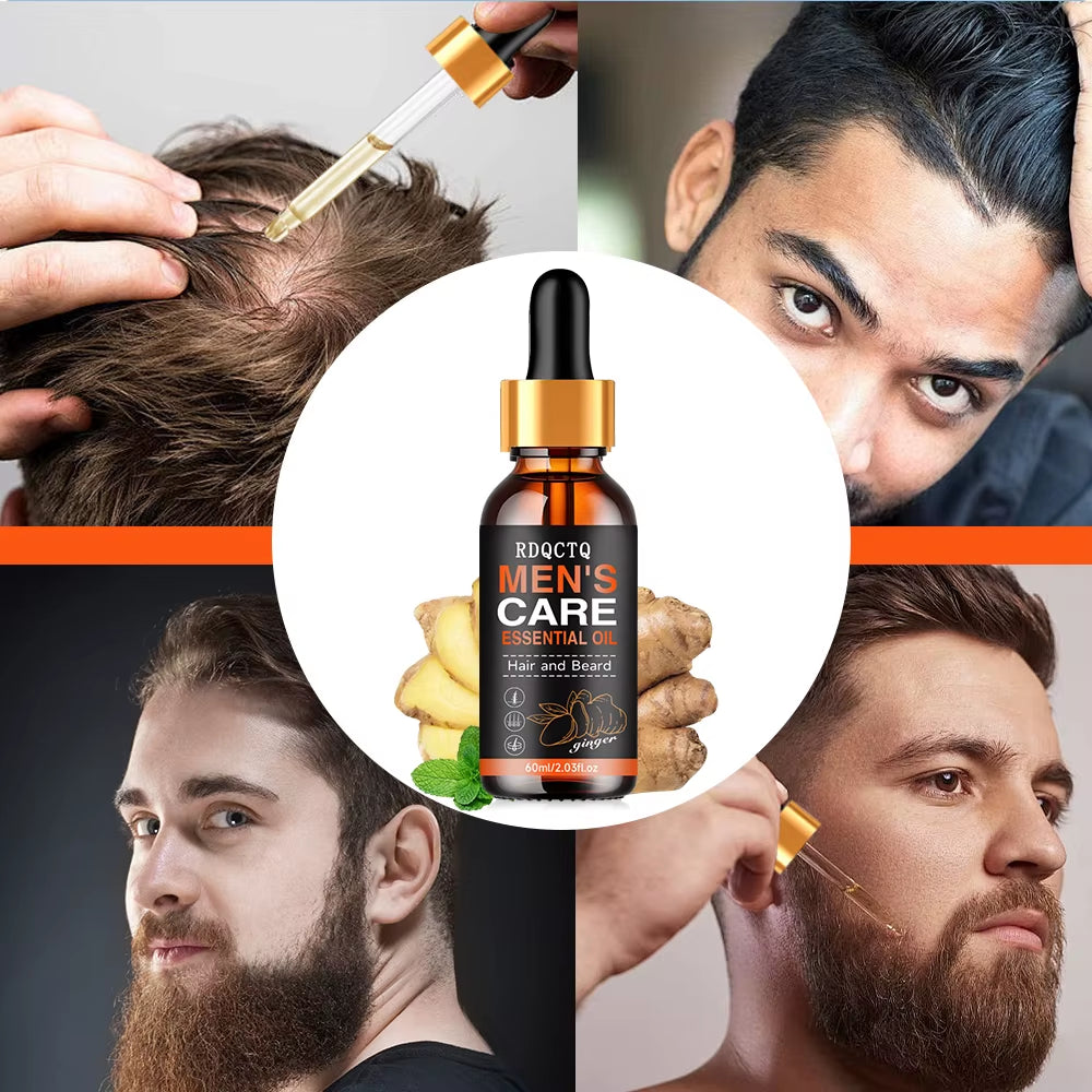 Men Beard Essential Oil Hair Growth Liquid Chest Increase Moisturize Soft Smooth Nourish Thicken for Grooming Hair Facial Care