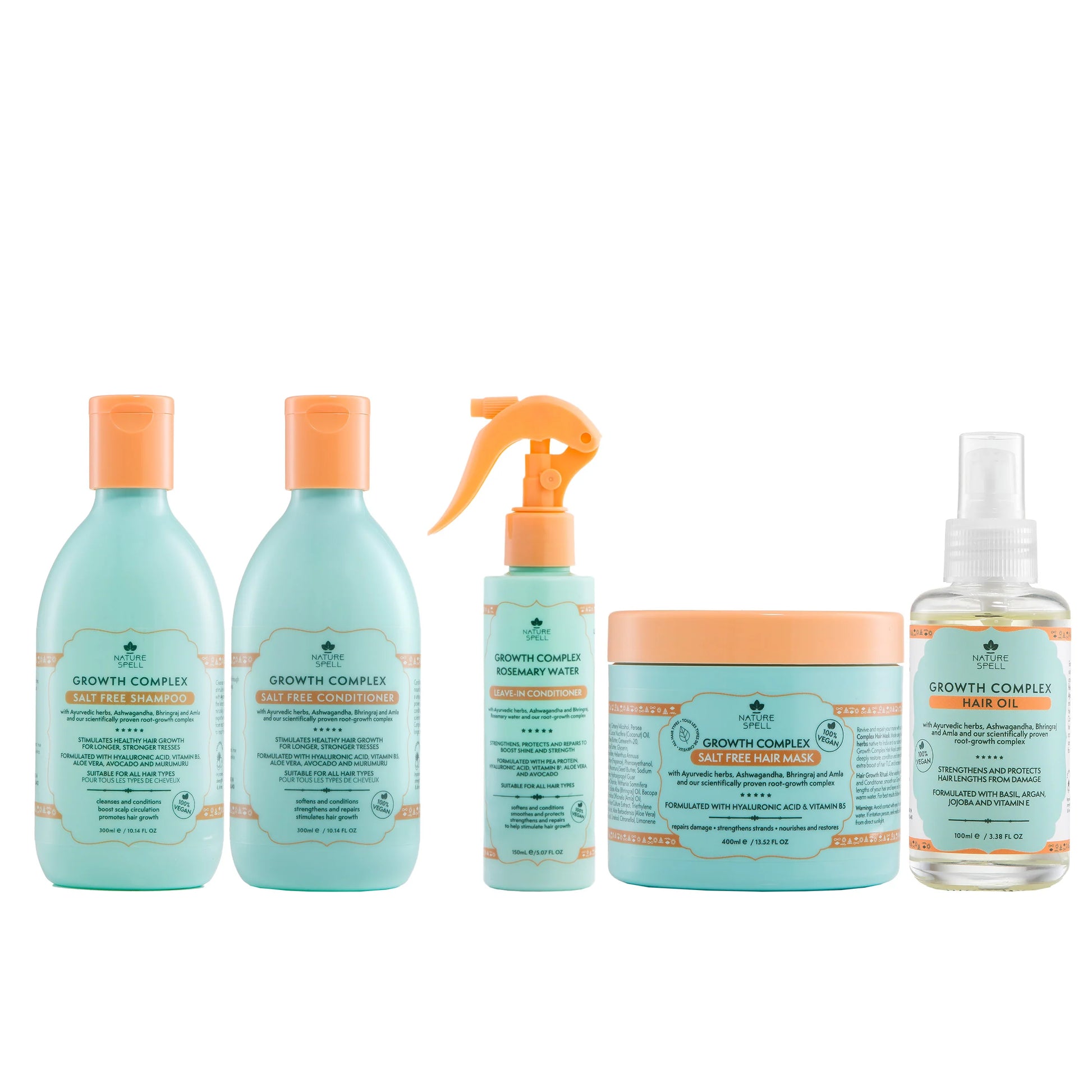 Growth Complex Hair Growth Set - Shampoo, Conditioner, Hair Mask, Hair Oil, Leave in Conditioner