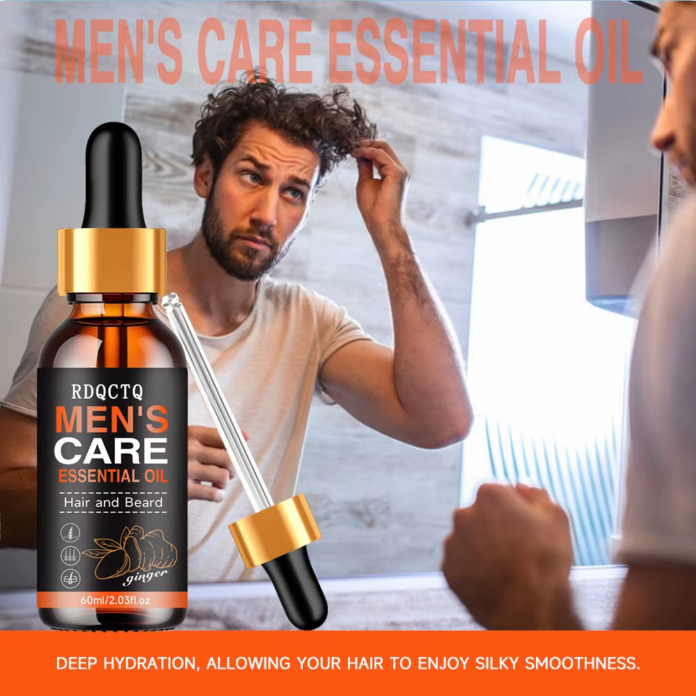 Men Beard Essential Oil Hair Growth Liquid Chest Increase Moisturize Soft Smooth Nourish Thicken for Grooming Hair Facial Care