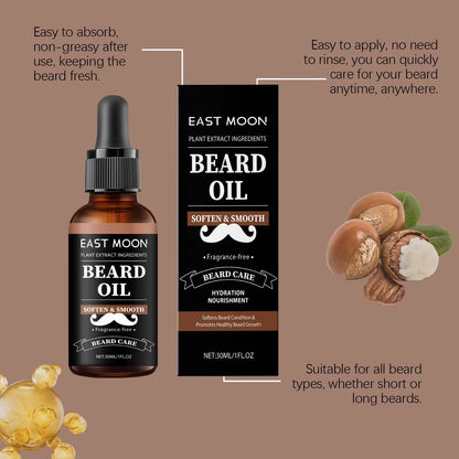 Men Beard Essential Oil Increase Moisturize Soft Smooth Nourish Thicken for Grooming Hair Facial Care Beard Growth Oil