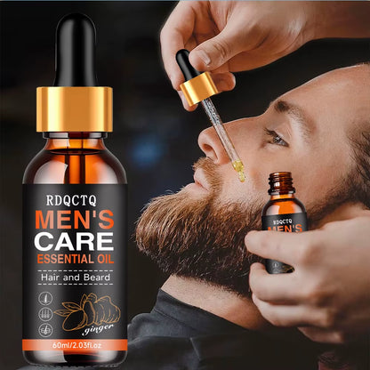 Men Beard Essential Oil Hair Growth Liquid Chest Increase Moisturize Soft Smooth Nourish Thicken for Grooming Hair Facial Care