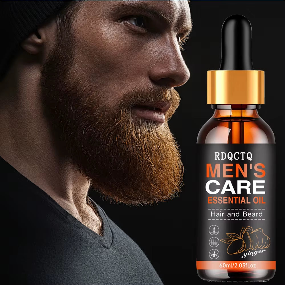 Men Beard Essential Oil Hair Growth Liquid Chest Increase Moisturize Soft Smooth Nourish Thicken for Grooming Hair Facial Care