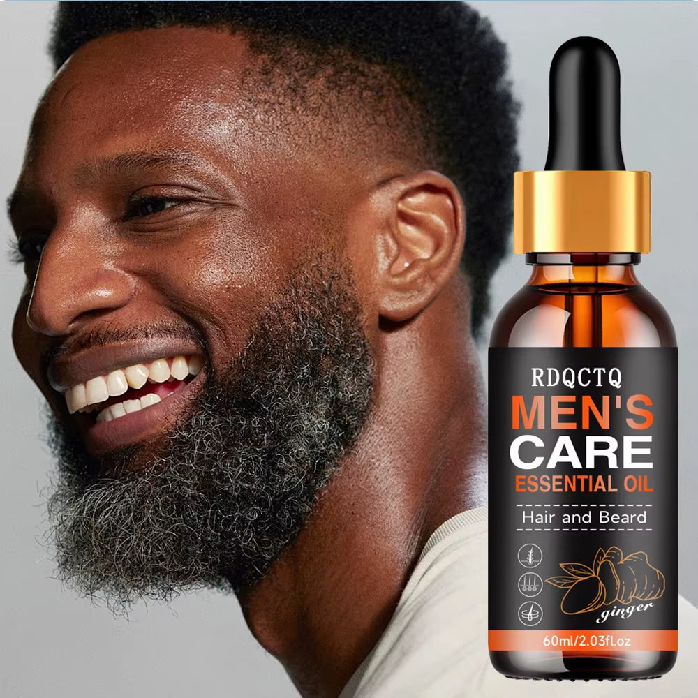 Men Beard Essential Oil Hair Growth Liquid Chest Increase Moisturize Soft Smooth Nourish Thicken for Grooming Hair Facial Care